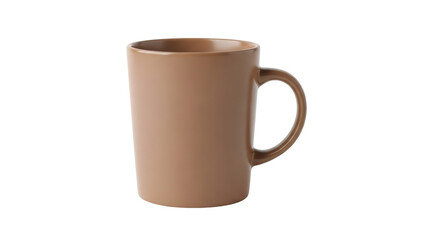 Isolated neutral-beige coffee mug, ceramic drinkware, handle and smooth finish, studio shot