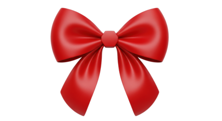 Isolated Red Ribbon Bow, Christmas Decoration, Holiday Gift Wrap, Celebratory Festive Knot