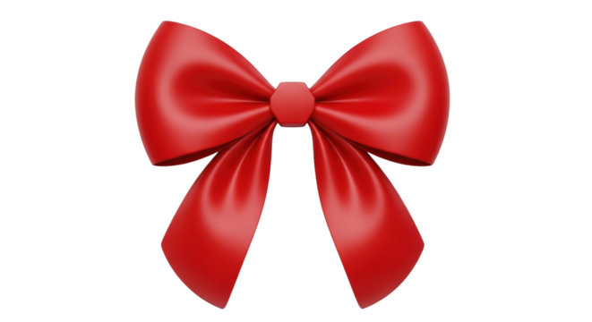 Isolated Red Ribbon Bow, Christmas Decoration, Holiday Gift Wrap, Celebratory Festive Knot