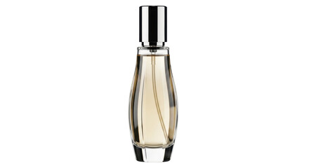 Isolated eau de parfum in clear glass container, elegant and luxurious fragrance for women