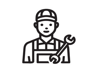 Modern mechanic worker line art in elegant vector design