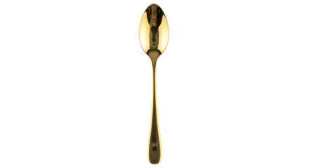 Isolated gold colored metal teaspoon for beverage preparation or food consumption tasks