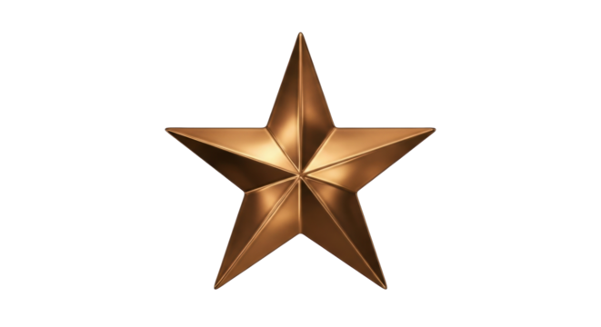 Isolated golden star symbol, metallic five-pointed star, award, celebration, honor, shining emblem