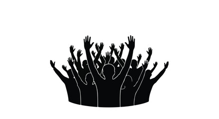 Energetic crowd with raised hands celebrating a vibrant event