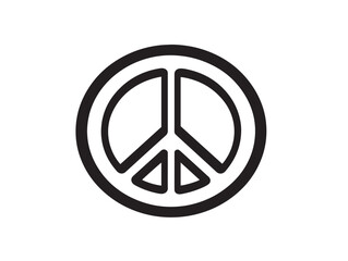Modern peace symbol drawn in black line vector