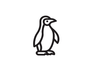Penguin character icon drawn with clean elegant line art
