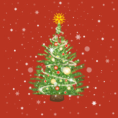 christmas tree with snowflakes and stars