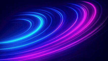 Swirling Neon Light Trails in Blue and Pink on Dark Background Abstract Motion Blur glowing