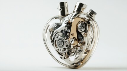 Heart-shaped mechanical watch movement showcasing intricate gears and craftsmanship in a minimalist setting