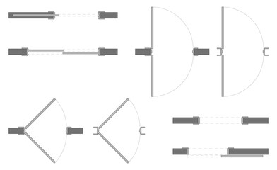 CAD set of doors and windows in design top view floor plan editable vector
