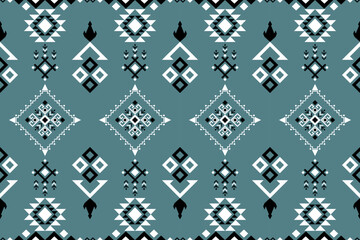 Seamless abstract geometric pattern with green background ,Native American tribal fabric, tile, carpet, vector, illustration design