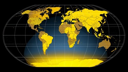 conceptual illustration of a world map, with specific regions highlighted where trees capable of inorganic carbon sequestration are prevalent. These areas subtly glow, signifying their contribution 