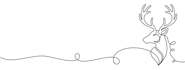 A Christmas reindeer with line art style illustration vector © Friz