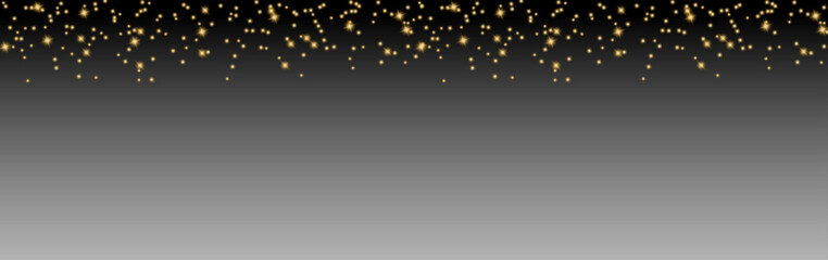 Golden glowing stars forming a sparkling border on a dark gradient background. Vector illustration for festive, elegant, and decorative holiday or luxury designs