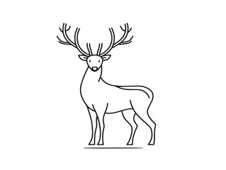 Reindeer icon 2D vector line art in a clean minimalist style black