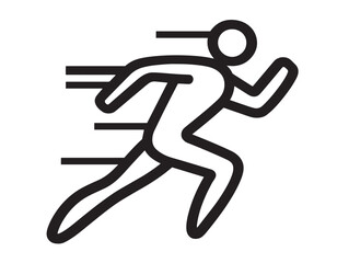 Run icon 2D vector line art in a clean minimalist style black
