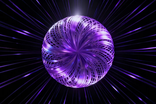 Purple geometric sphere with light rays