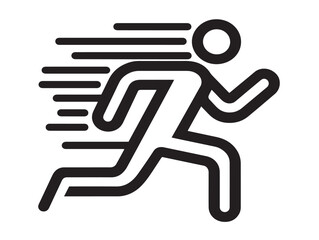 Run icon 2D vector line art in a clean minimalist design black