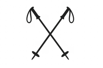 Crossed alpine ski poles winter sport icon