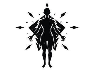 Vector art of silhouette of a person with diamond shapes
