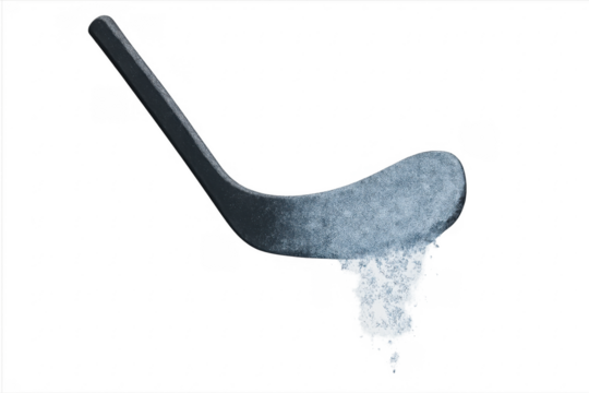 Ice hockey stick blade with snow and ice melting - Powered by Adobe