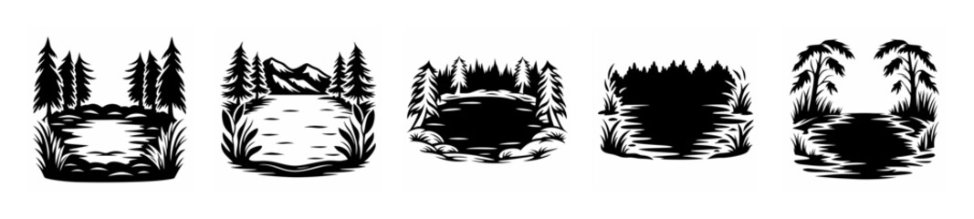 Black and white sketch of five iconic buildings representing different architectural styles side by side