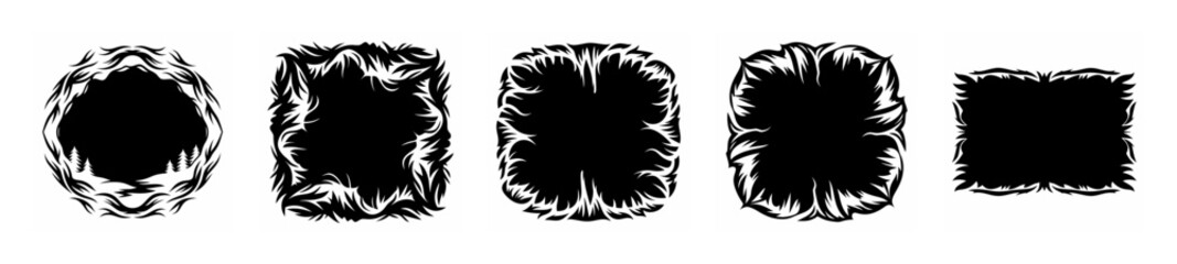 Abstract shapes and textures with a blurred effect in grayscale showcasing geometric forms