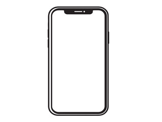 Smartphone icon 2D vector line art in a clean minimalist style black
