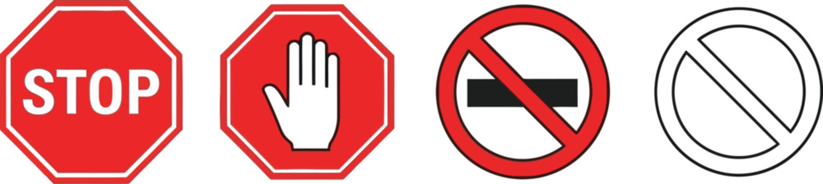 stop sign and prohibition symbol vector for safety instructions warning designs and road signage
