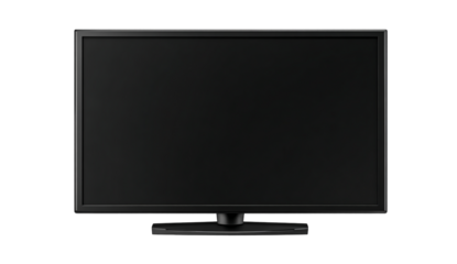 Modern flat screen television set with a black bezel isolated on transparent background