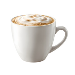 Obraz premium Elegant White Ceramic Coffee Mug Filled with Delicious Cappuccino for Professional Use