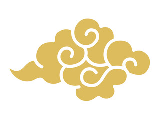 和風な黄色の筋斗雲のイラスト