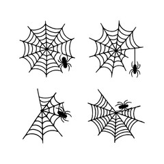 Set of spider webs. Vector spider web. Sketch for Halloween. Vector illustration.