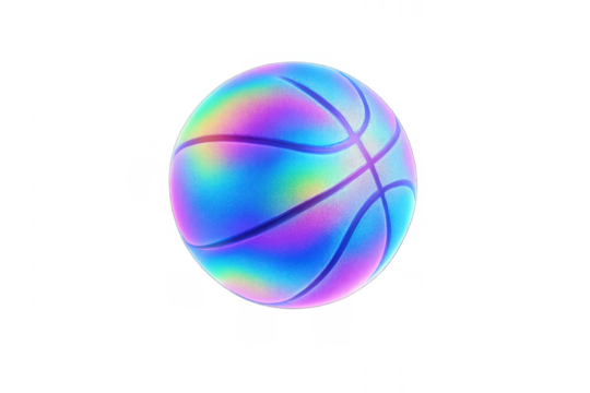 Iridescent basketball ball reflecting bright holographic colors - Powered by Adobe
