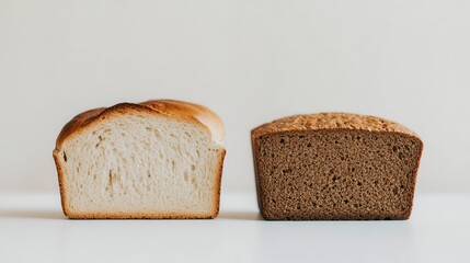 Comparison of two loaves of bread showcasing crust and texture differences in a neutral setting during daylight