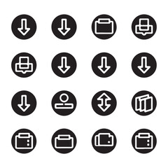 Download and upload arrow icon set, modern black silhouette symbol collection for web and app interface design
