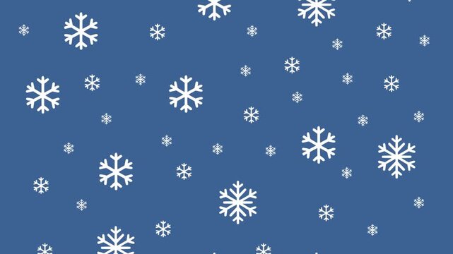 Minimalist snowflake seamless vector illustration with white frosty snow crystals on dark blue winter background