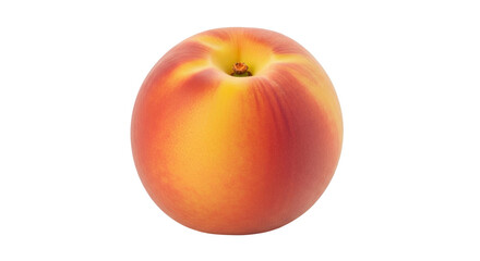Isolated single ripe peach fruit, yellow-orange skin, ready to eat, a healthy food choice