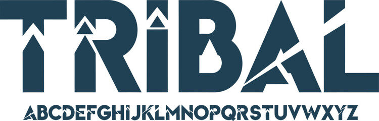 tribal alphabet vector font for bold logo designs cultural projects and unique typography artwork