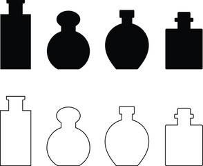 Aesthetic Perfume Bottle Silhouettes in Black and White Variations Design
