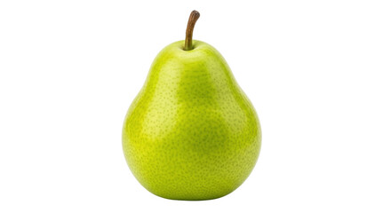 Isolated green pear with brown stem, a juicy and sweet fruit, perfect for a healthy snack