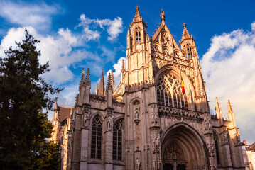 Fototapeta premium View to cathedral in Brussels city, Belgium