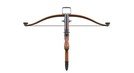 Isolated medieval wooden crossbow for archer practice, classic design, target weapon