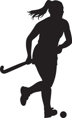 Silhouette of a hockey player in action with stick and puck.

A black silhouette of a hockey player in a dynamic pose, stick raised, with a puck at their feet on a white background.
