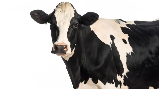 Close-up of a black and white cow