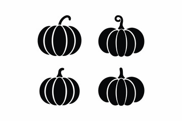 set of Pumpkin collection icon,   Thanksgiving holiday silhouette vector illustration