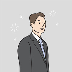 Illustration of a male office worker standing in a suit