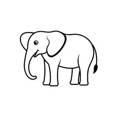 Fototapeta premium Simple outline drawing of elephant on transparent background silhouette