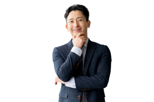 微笑む男性ビジネスマン（背景透過PNG）