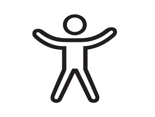 Stick figure icon 2D vector line art in a clean minimalist design